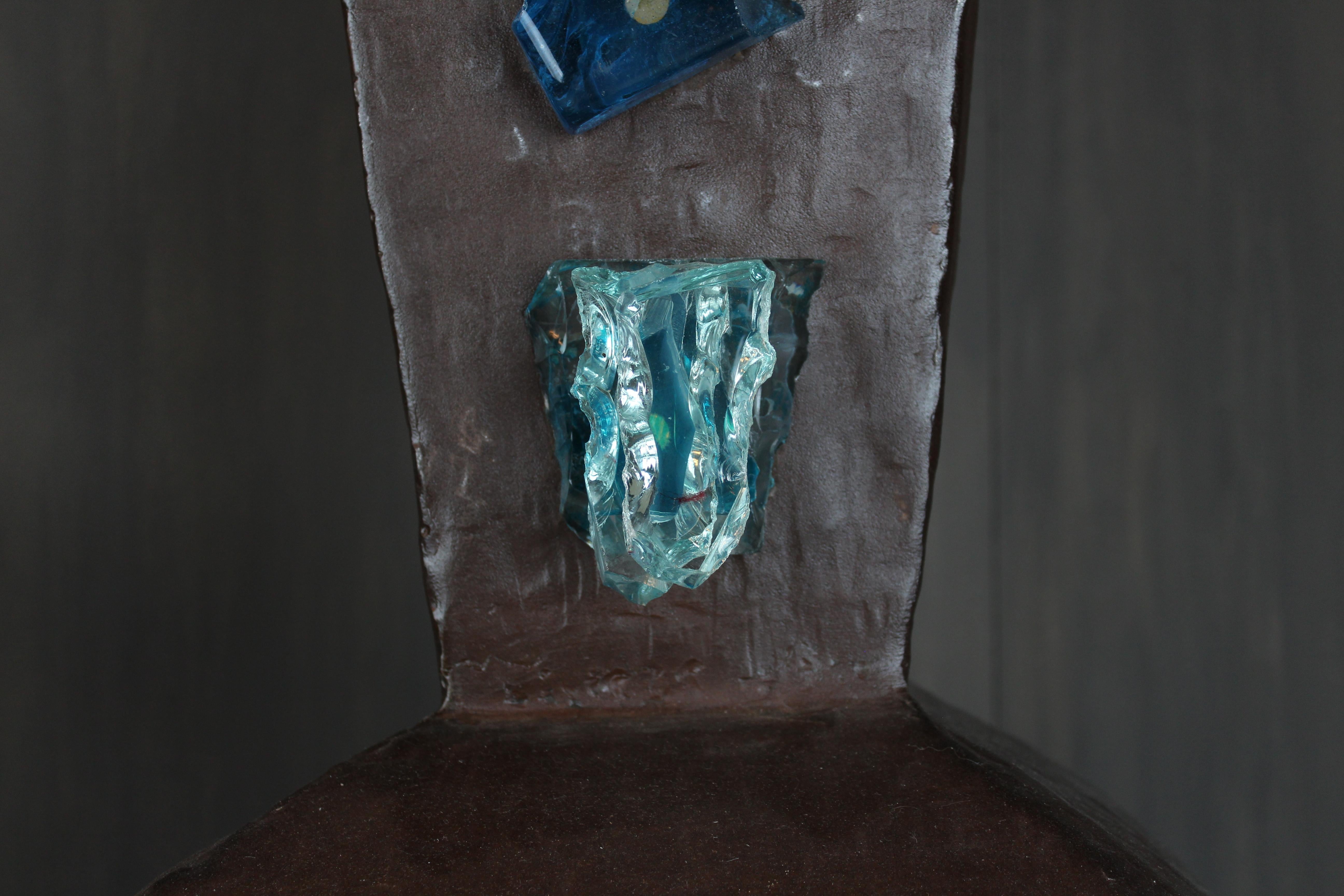 David Moretto Padre Lampada da tavolo in acciaio corten con intarsi in vetro di Murano, Italia In condizioni Nuovo in vendita a Vicenza, IT