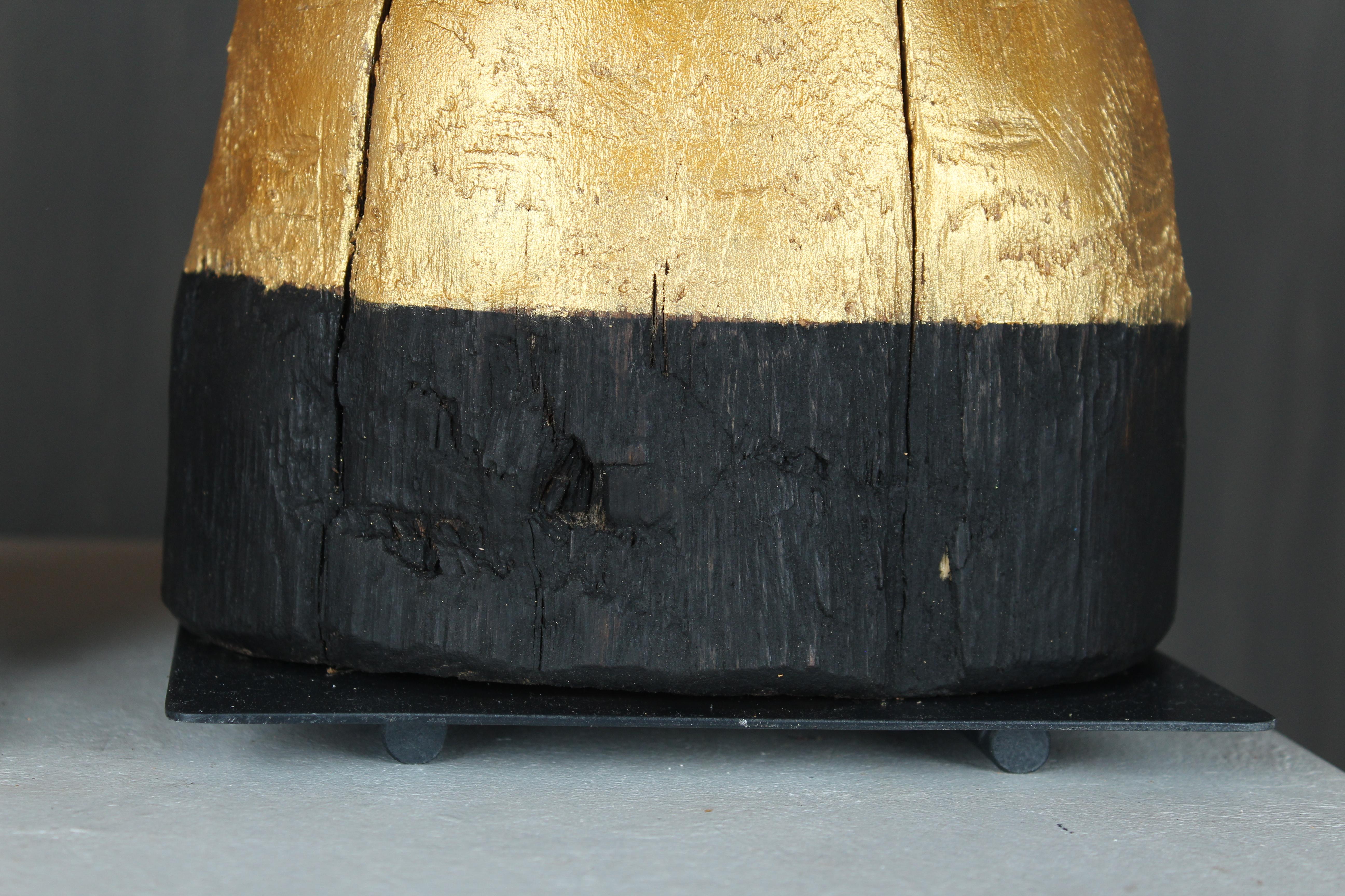 Davide Moretto Pair of Venetian Oak Lamps from Venice Lagoon “Bricola”, Italy For Sale 5