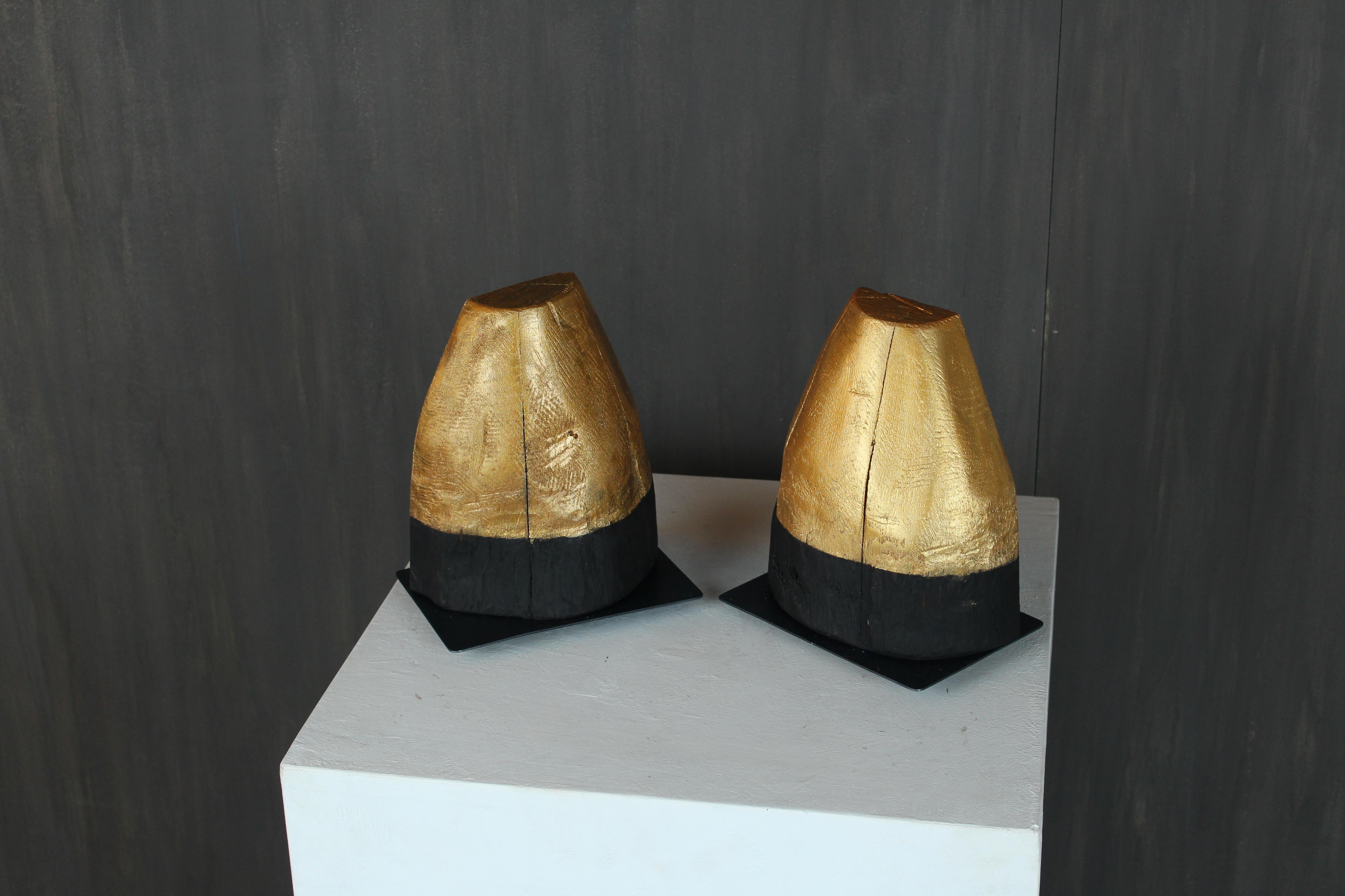 Davide Moretto Pair of Venetian Oak Lamps from Venice Lagoon “Bricola”, Italy In New Condition For Sale In Vicenza, IT