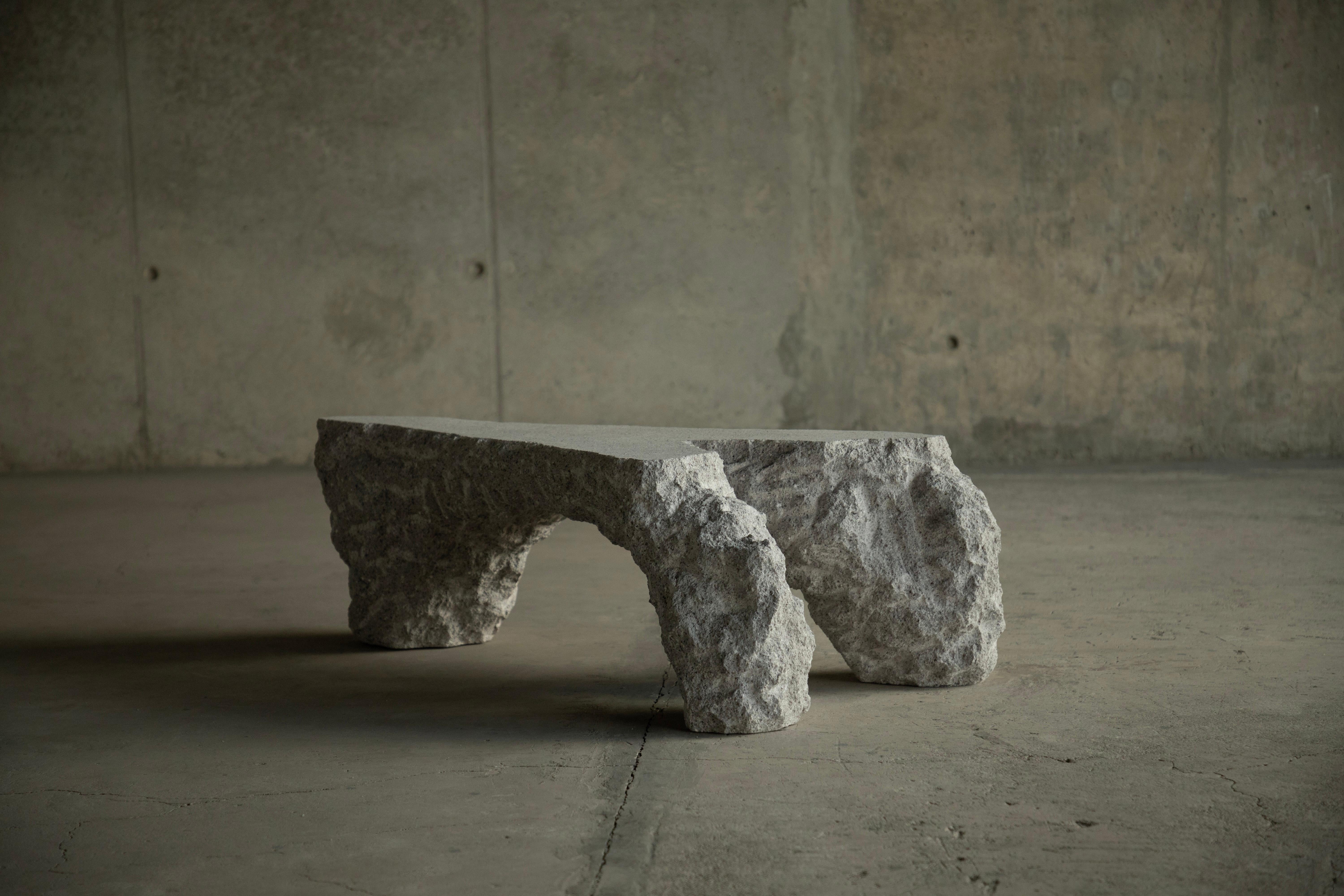 Davido Table by Andres Monnier
One of a kind.
Dimensions: D 60 x W 120 x H 36 cm.
Materials: Quarry stone.

 Designer's biography
Treko concrete is a Mexican studio based in Ensenada, that has as a purpose to create functional handcrafted furniture