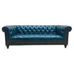 Davidson 94" Tufted Chesterfield Sofa in Turquoise Blue