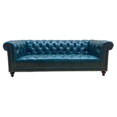 Davidson 94" Tufted Chesterfield Sofa in Turquoise Blue 