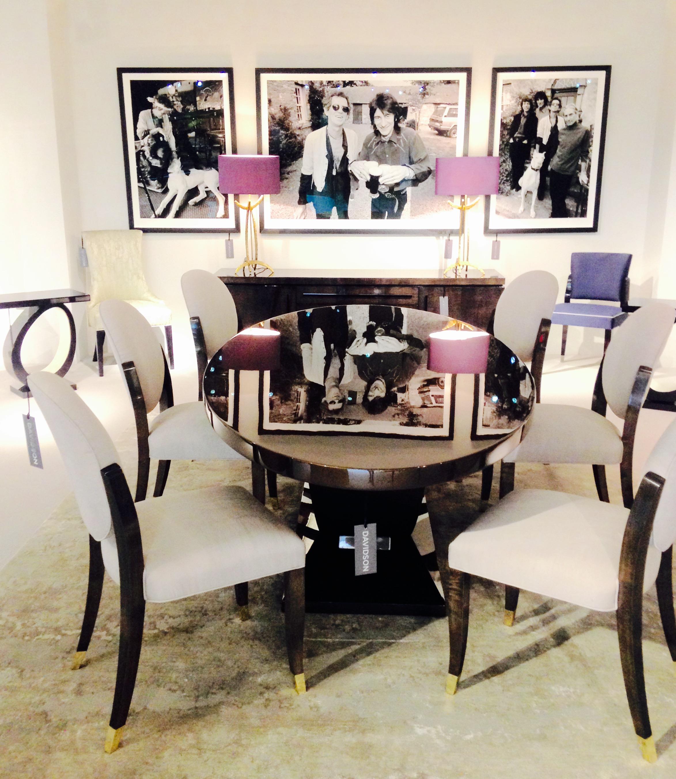 Veneer Davidson's Art Deco, Eliptical Ovington Dining Table in Brown Mcassar Ebony Wood