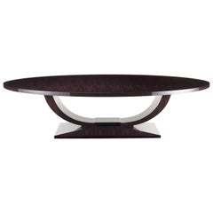 Davidson's Art Deco, Eliptical Ovington Dining Table in Brown Mcassar Ebony Wood