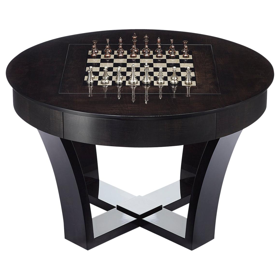 Davidson's Circular "Babington" Games Table in Sycamore Black Wood For Sale