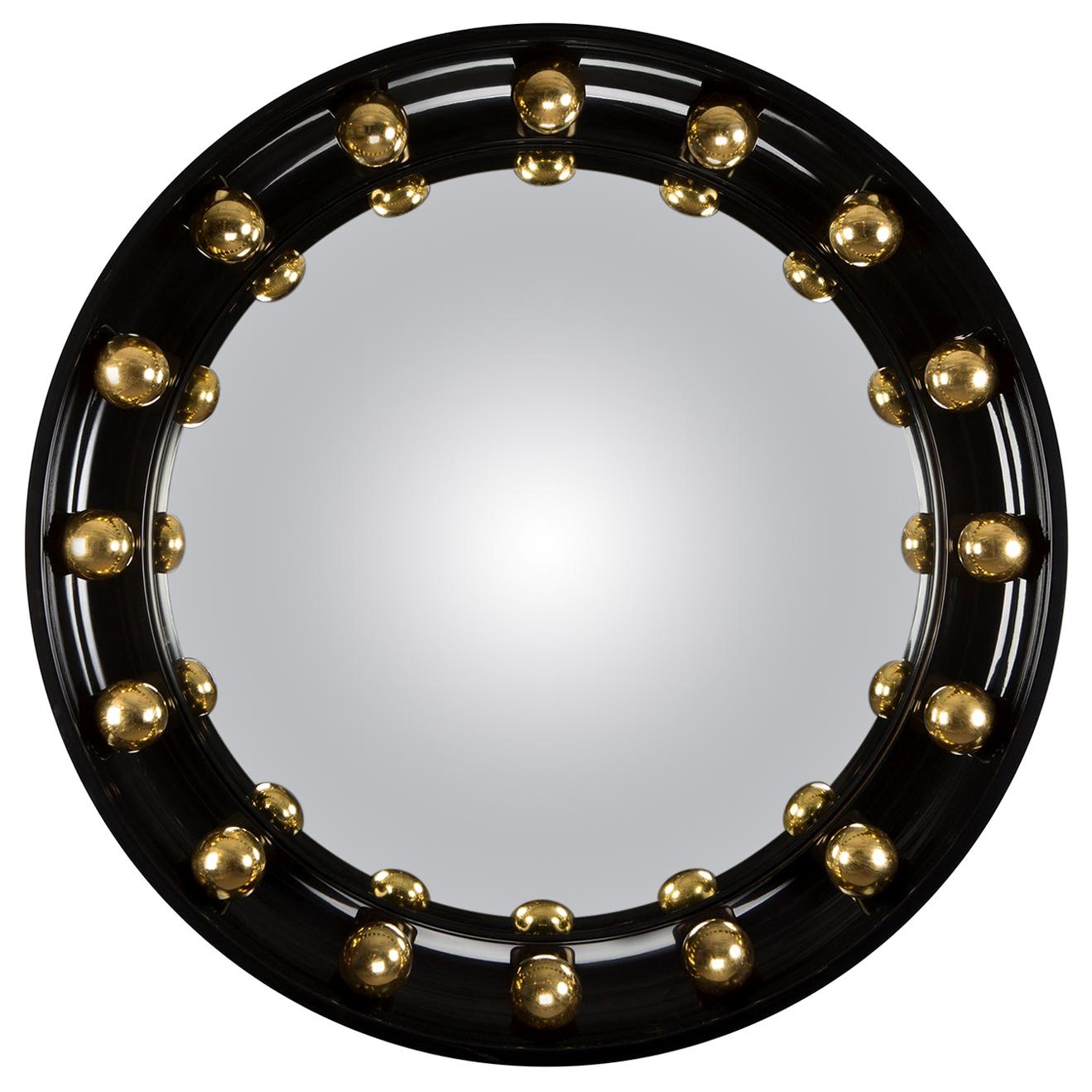 Indian Circular Convex Bone Mirror For Sale at 1stDibs