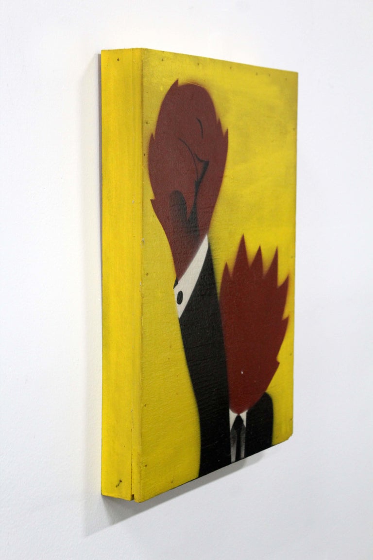 Davin Brainard Wolf Power Enamel and Latex Painting on Wood For Sale at