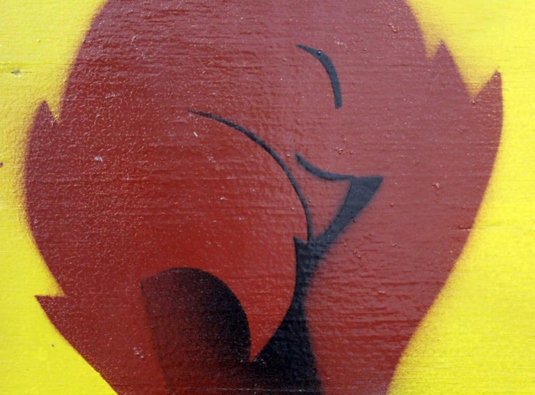 Davin Brainard Wolf Power Enamel and Latex Painting on Wood For Sale at