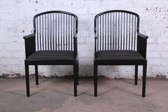 Davis Allen for Stendig Andover Black Lacquered Armchairs, Pair