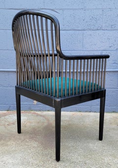 Davis Allen for Stendig Set 8 Black Lacquer Dining Chairs