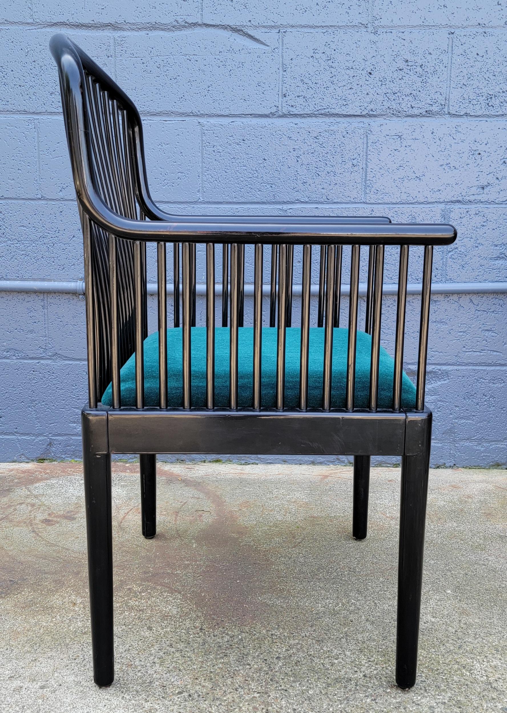 Post-Modern Davis Allen for Stendig Set 8 Black Lacquer Dining Chairs