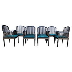 Davis Allen for Stendig Set 8 Black Lacquer Dining Chairs