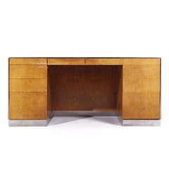 Bureau de direction Davis Allen du milieu du siècle dernier en bois de ronce et chrome