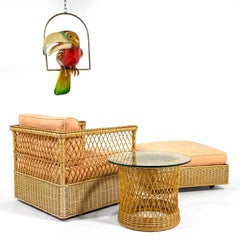 Davis Allen Square Chair and Ottoman by McGuire