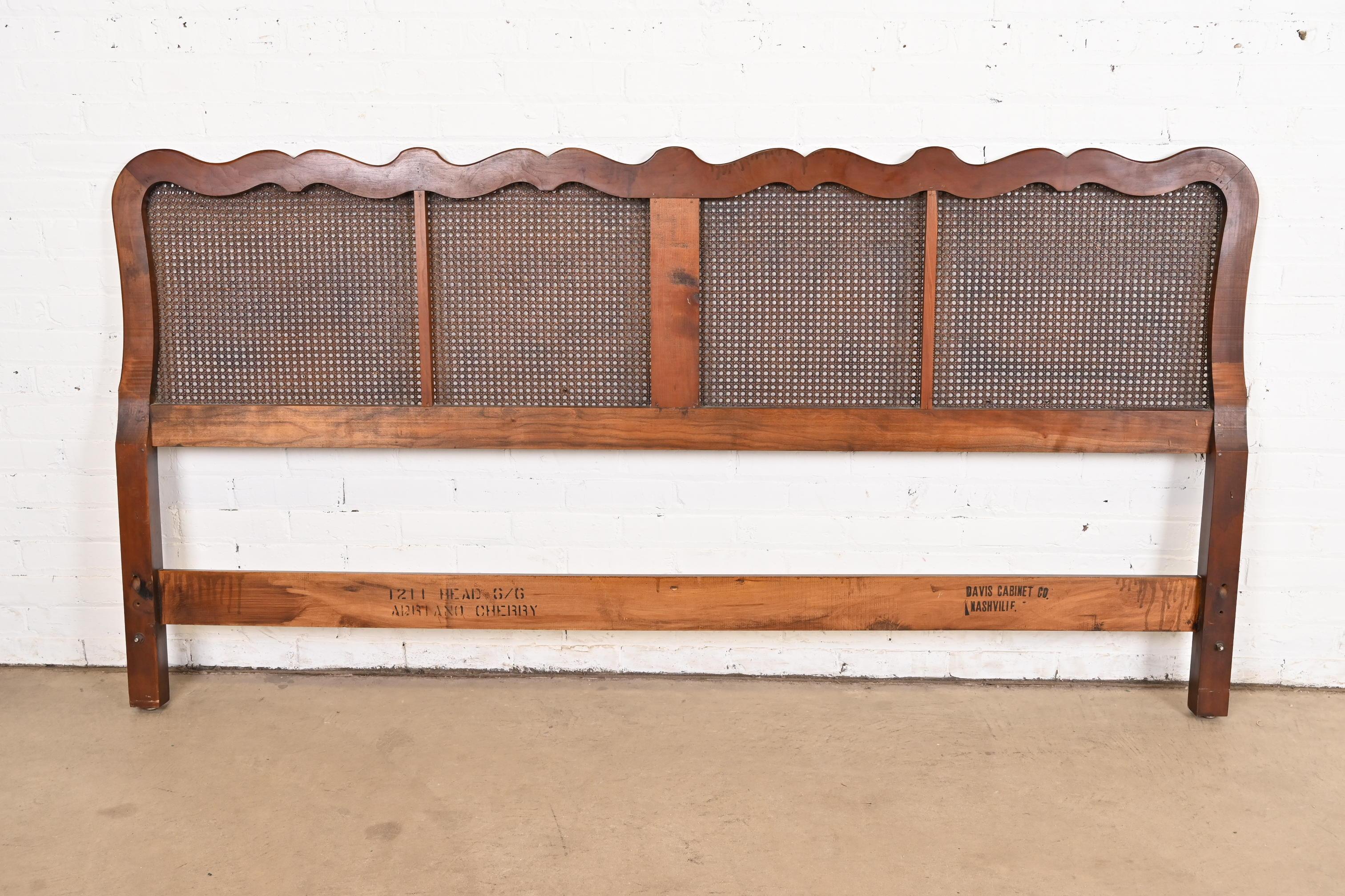 Davis Cabinet Co. French Provincial Louis XV Cherry and Cane King Size Headboard 3