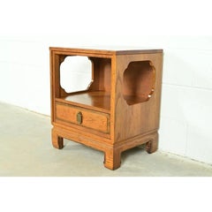 Davis Cabinet Co. Hollywood Regency Chinoiserie Teak Nightstand, Circa 1960s