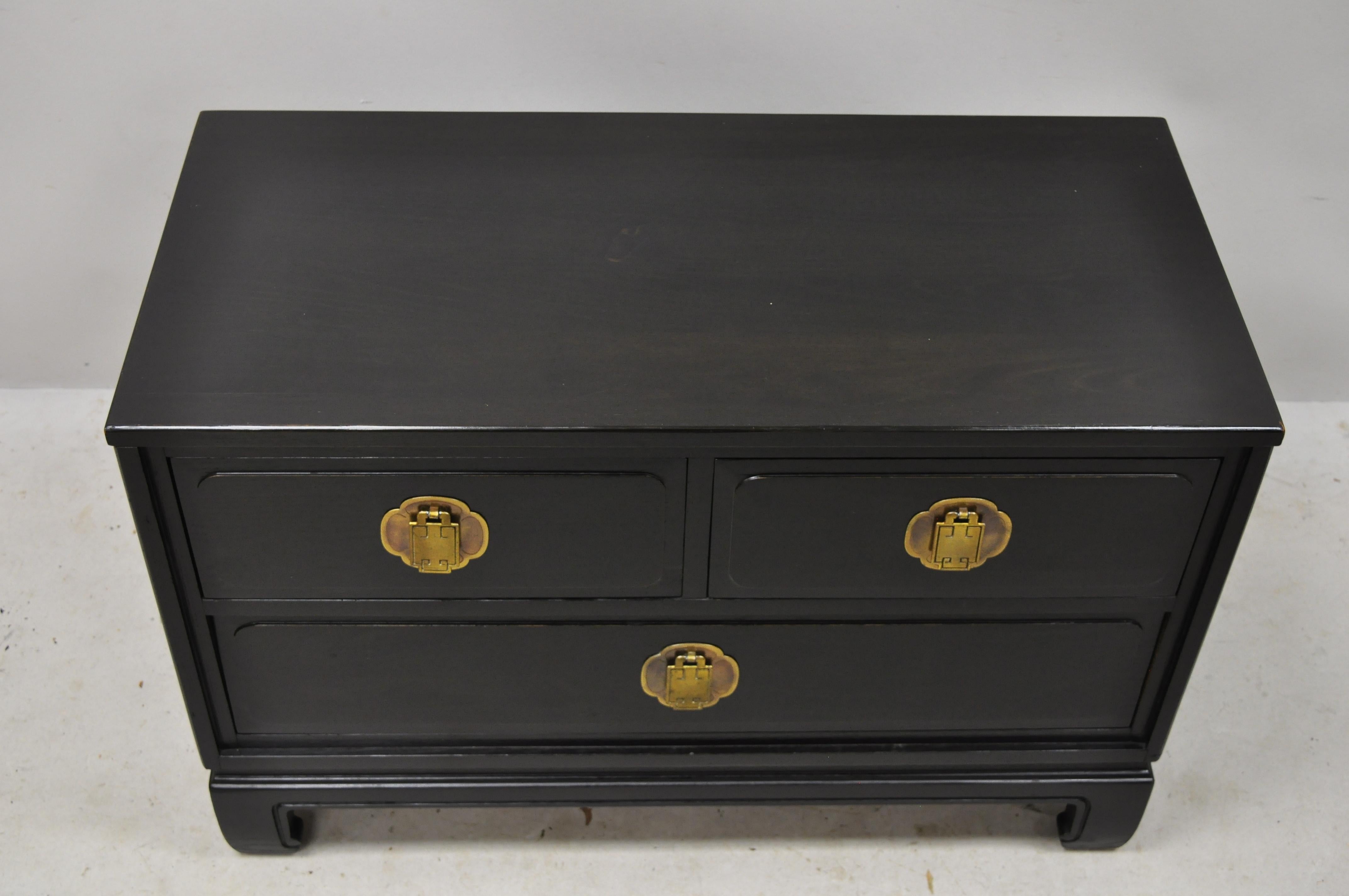 North American Davis Cabinet Co James Mont Ebonized Oriental Chinoiserie Lacquer 3-Drawer Chest