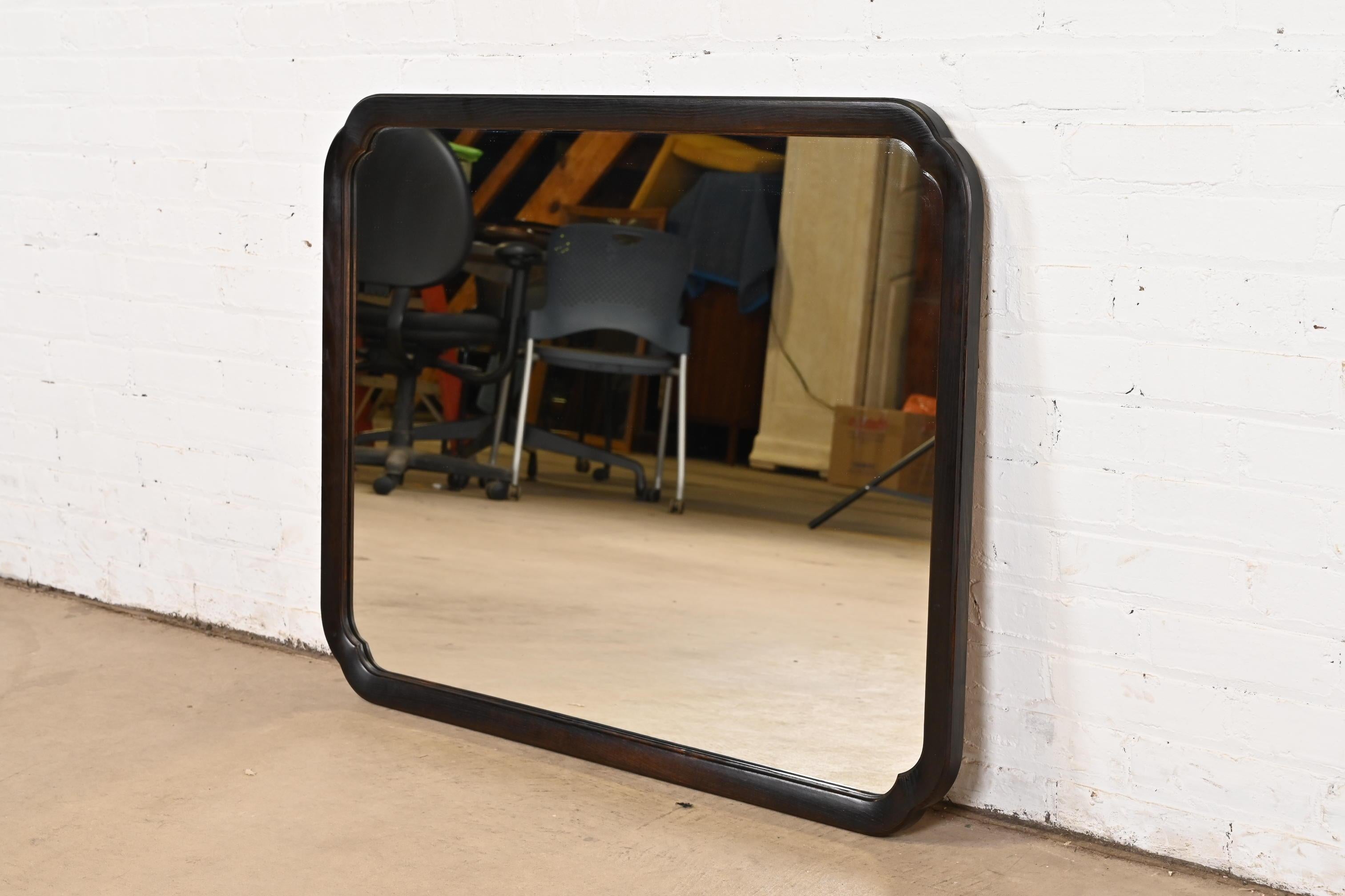 American Davis Cabinet Co. Mid-Century Chinoiserie Ebonized Ash Framed Wall Mirror