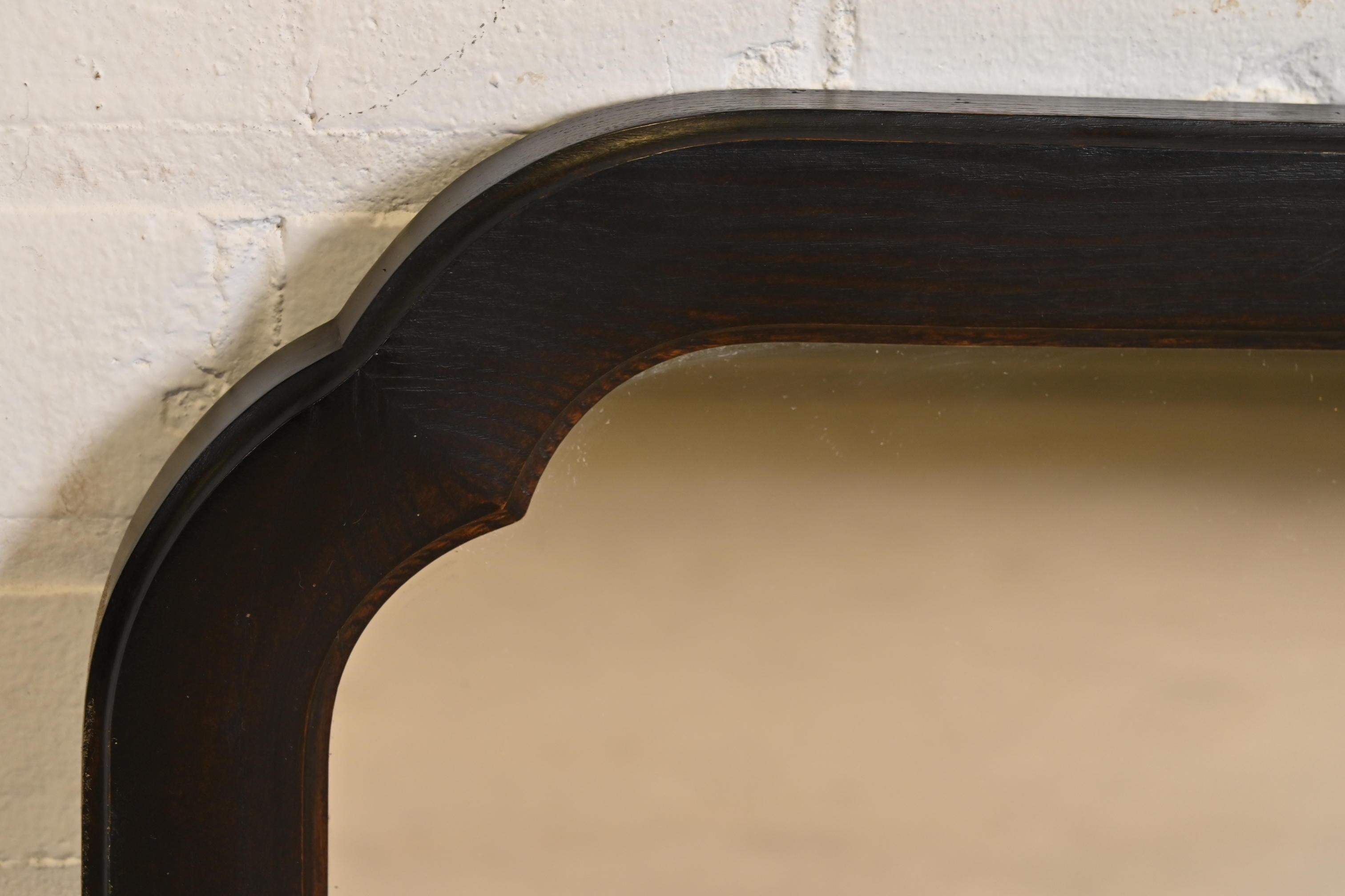 Davis Cabinet Co. Mid-Century Chinoiserie Ebonized Ash Framed Wall Mirror In Good Condition In South Bend, IN