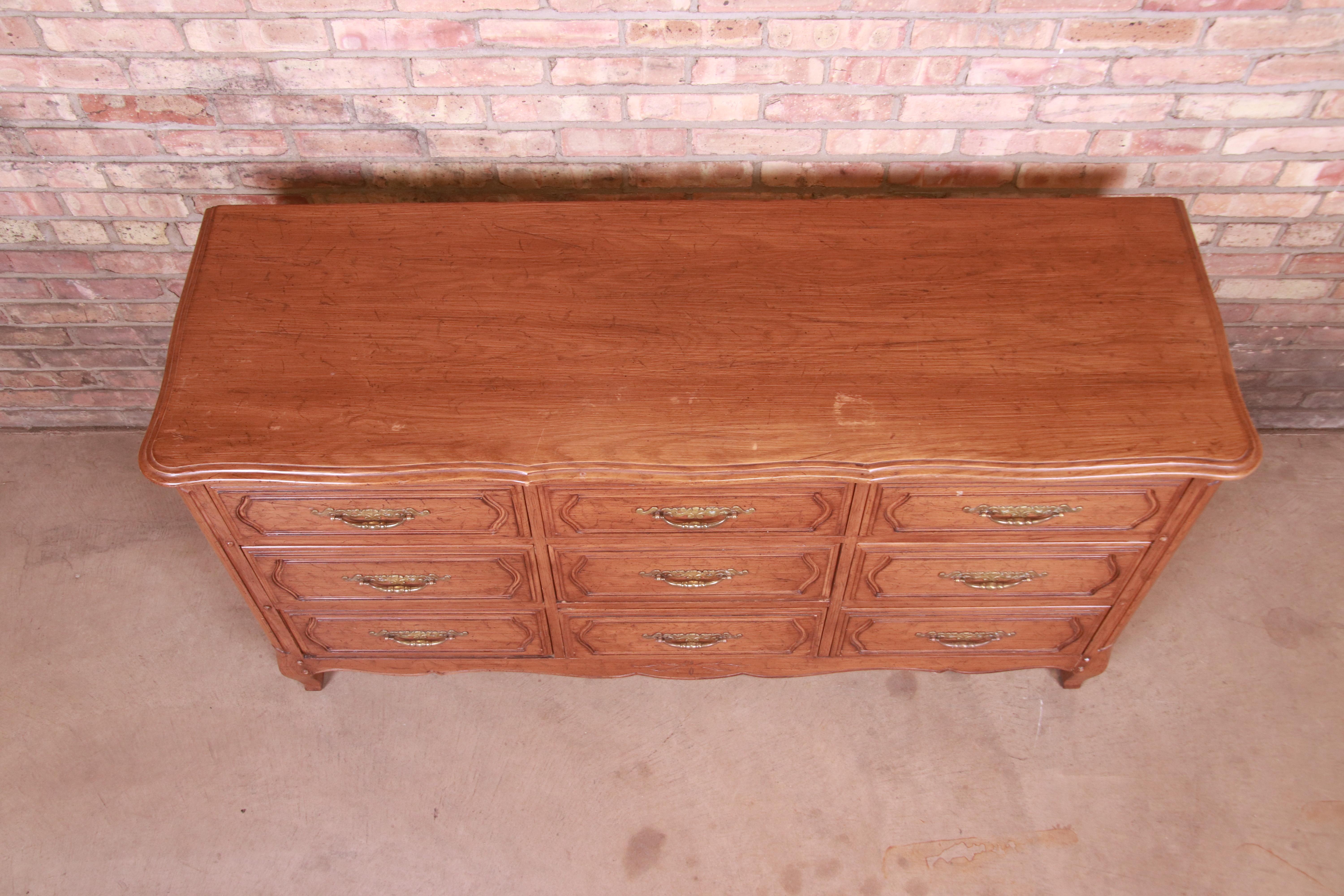 Davis Cabinet Company French Provincial Louis XV Triple Dresser or Credenza For Sale 3