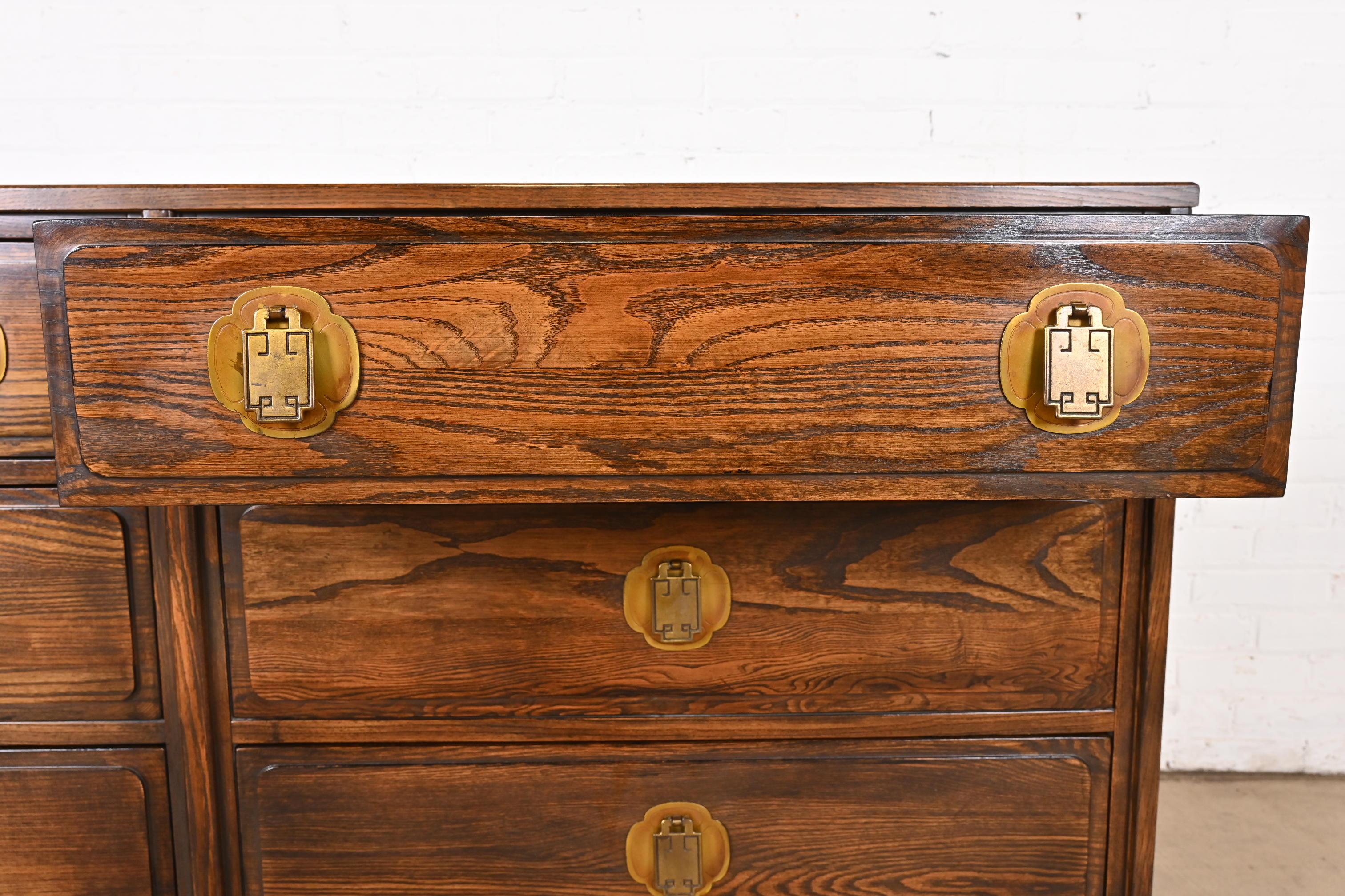 Davis Cabinet Company Mid-Century Hollywood Regency Chinoiserie Oak Dresser  7