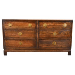 Davis Cabinet Company Comò in quercia di metà secolo Hollywood Regency Chinoiserie