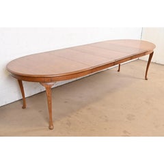 Davis Cabinet Company Queen Anne Solid Cherry Wood Extension Dining Table, 1960s
