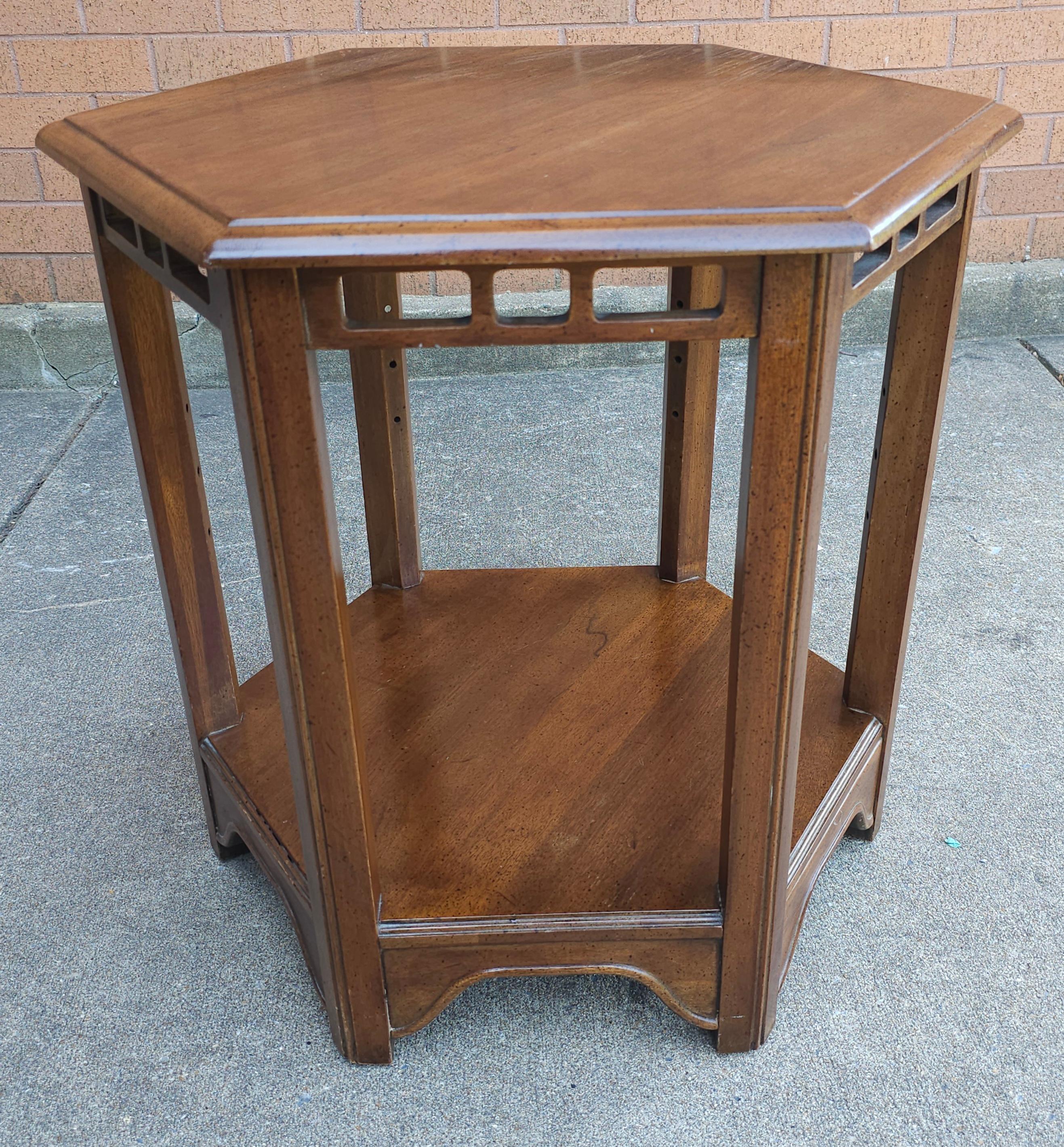 Mid-Century Modern Davis Cabinet Hexagonal Walnut Side Table For Sale