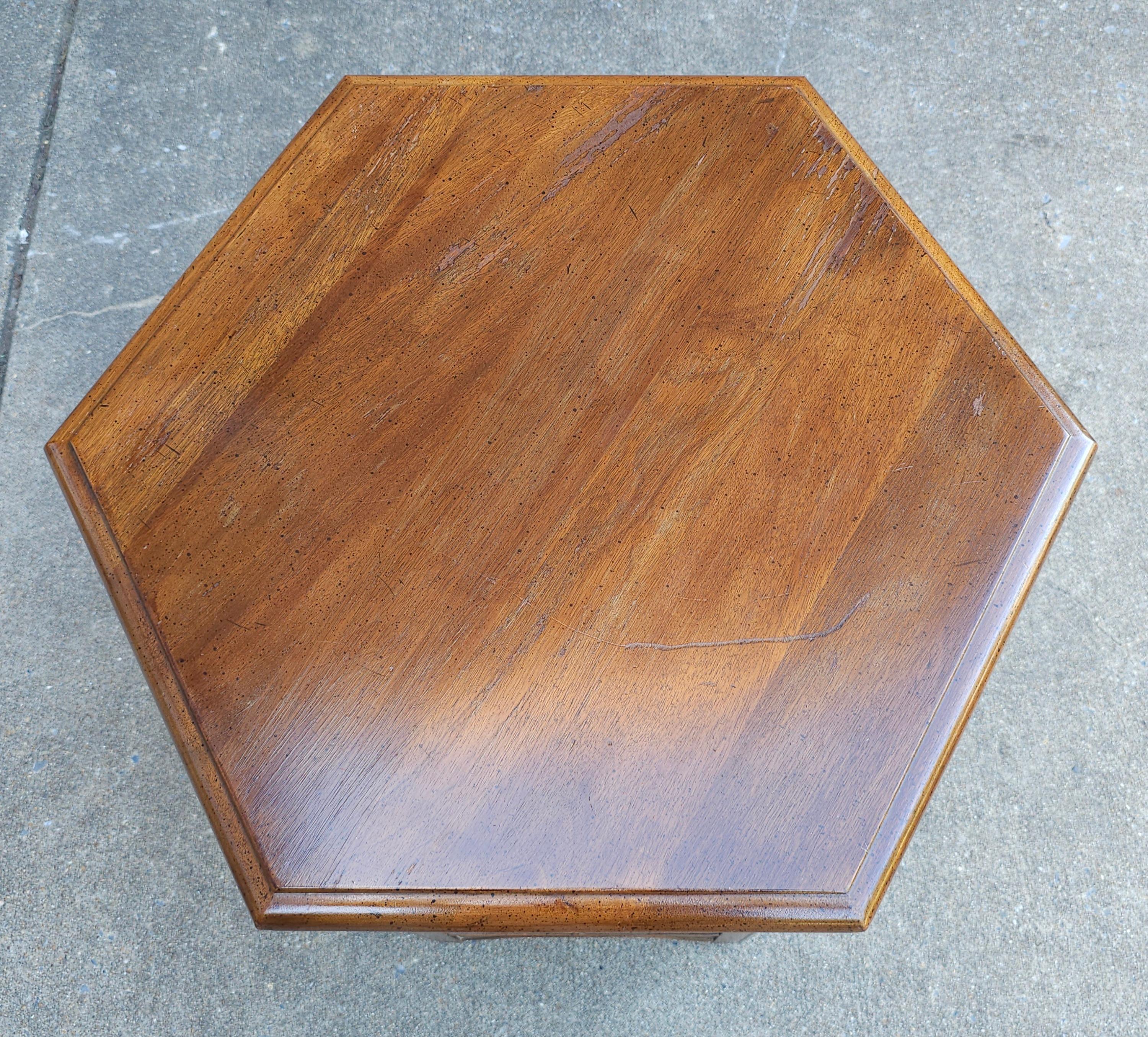 American Davis Cabinet Hexagonal Walnut Side Table For Sale
