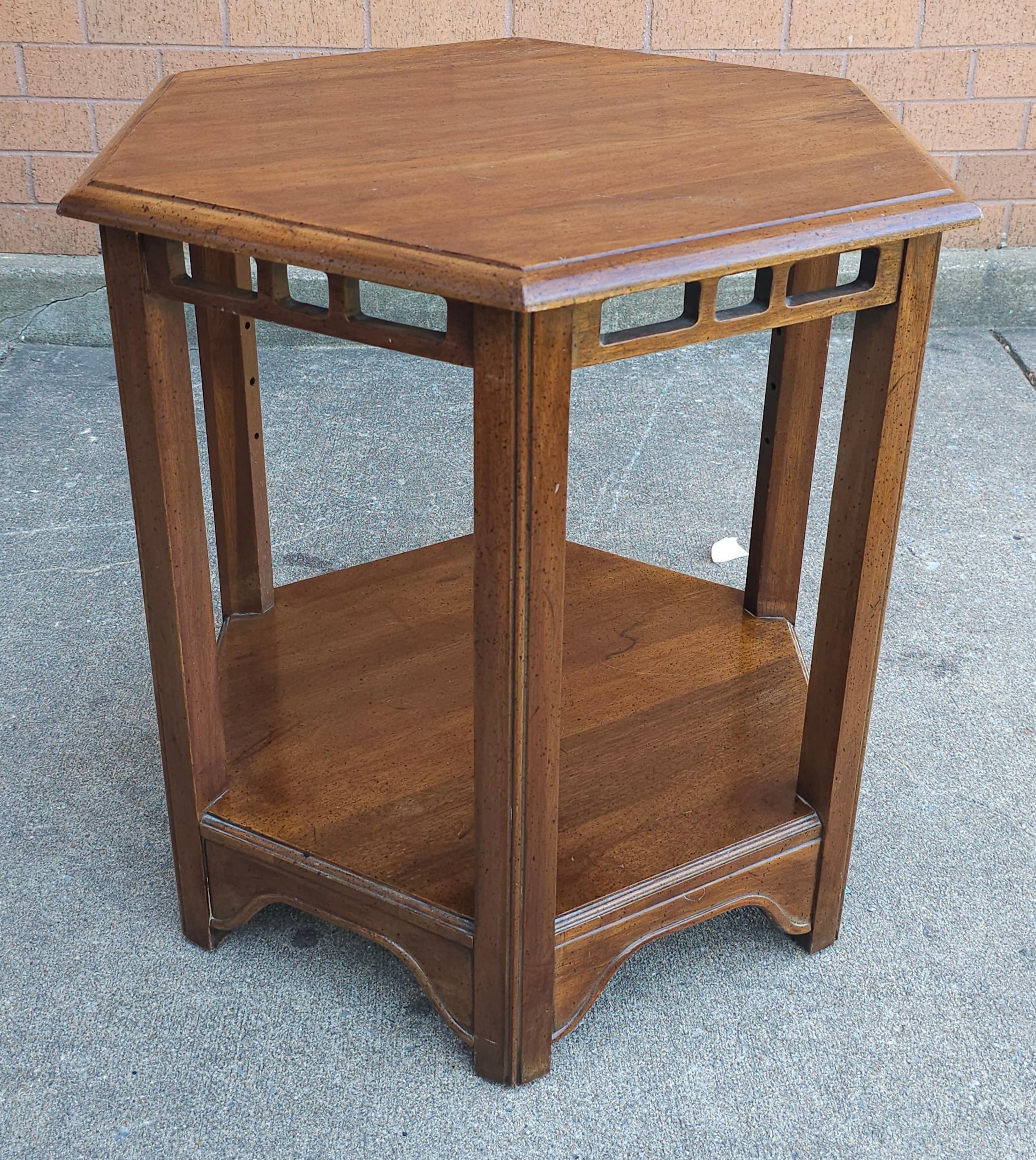 Other Davis Cabinet Hexagonal Walnut Side Table For Sale