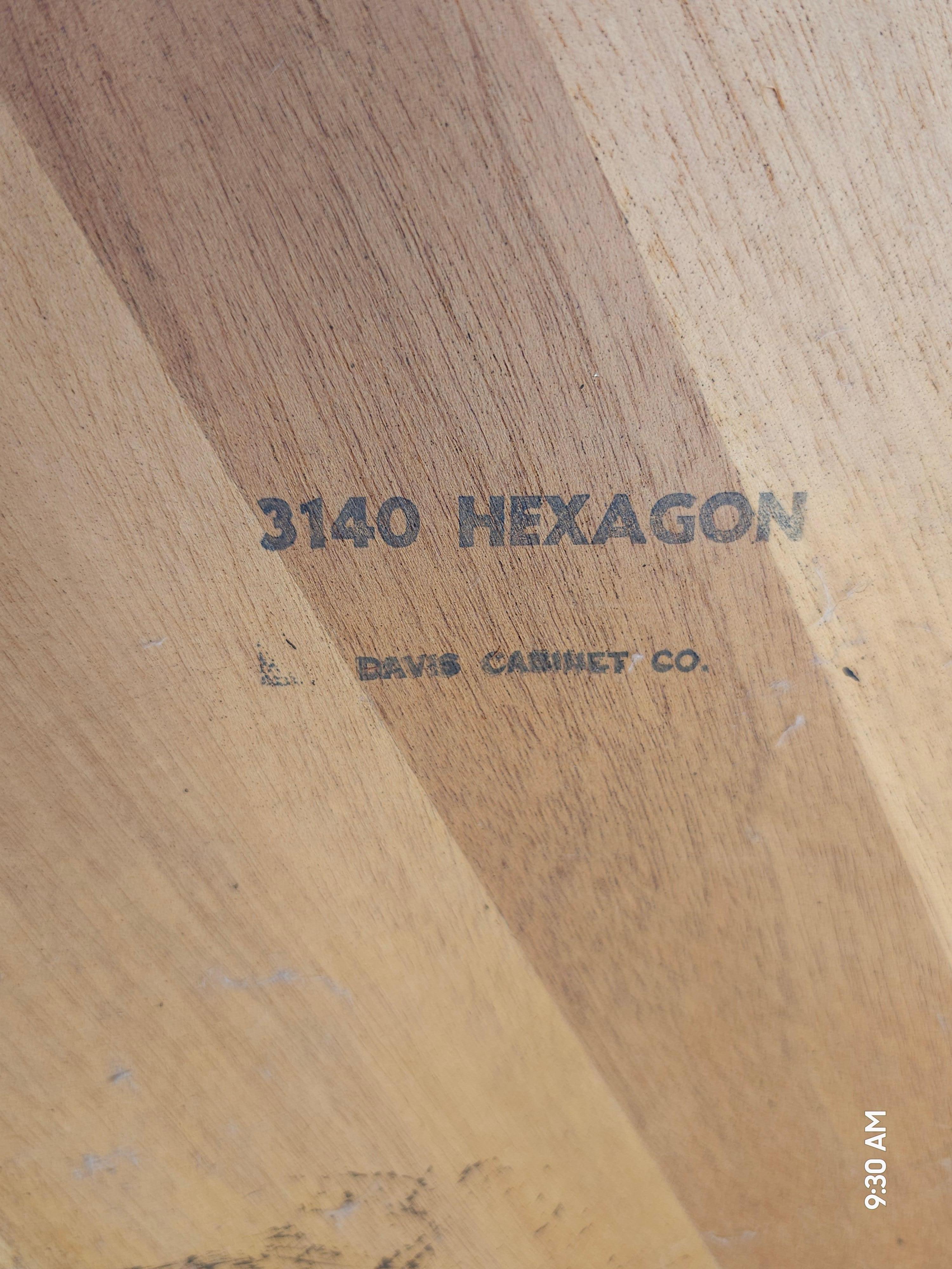 20th Century Davis Cabinet Hexagonal Walnut Side Table For Sale