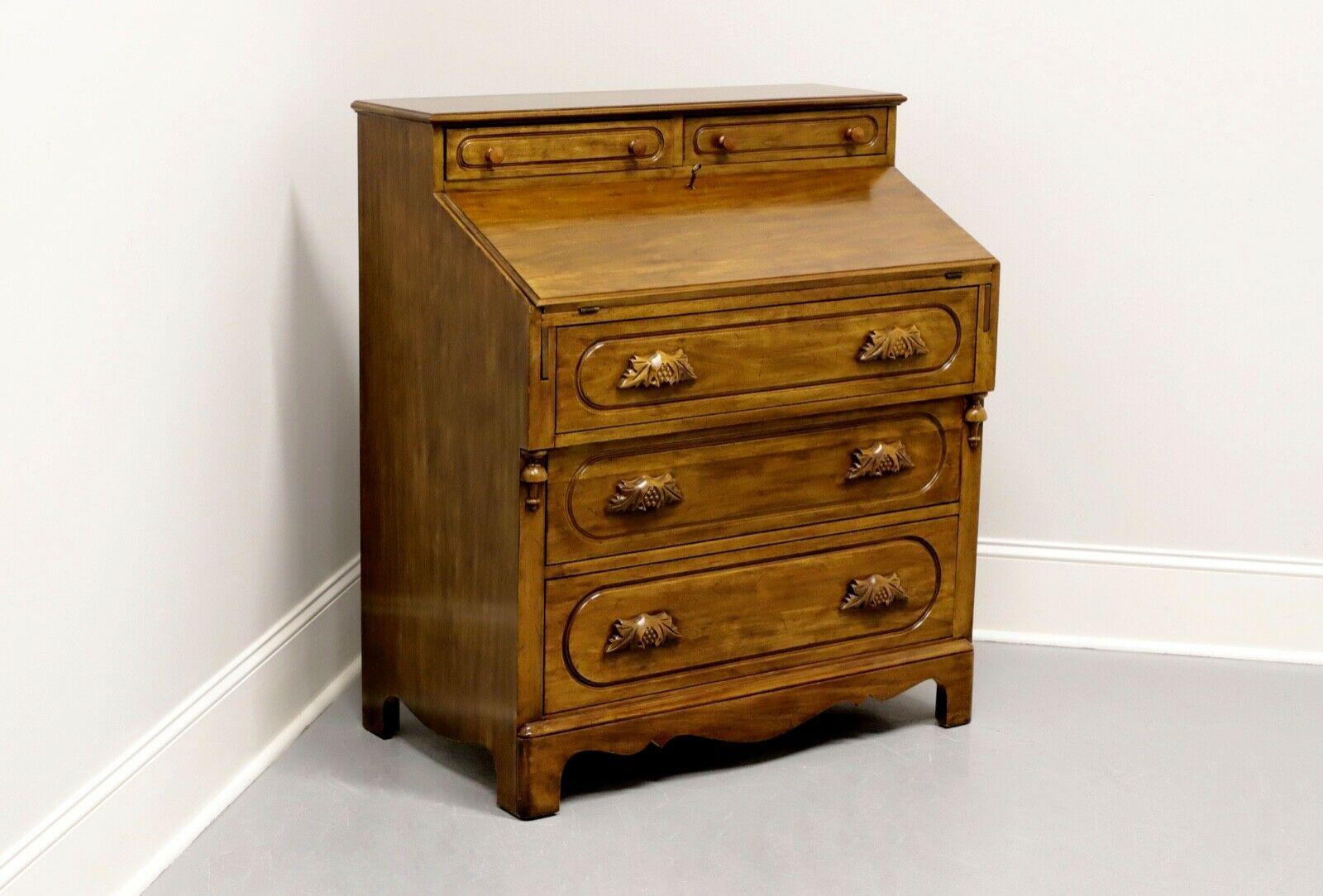 DAVIS CABINET Lillian Russell Solid Walnut Victorian Slant Drop Front Desk - A 5