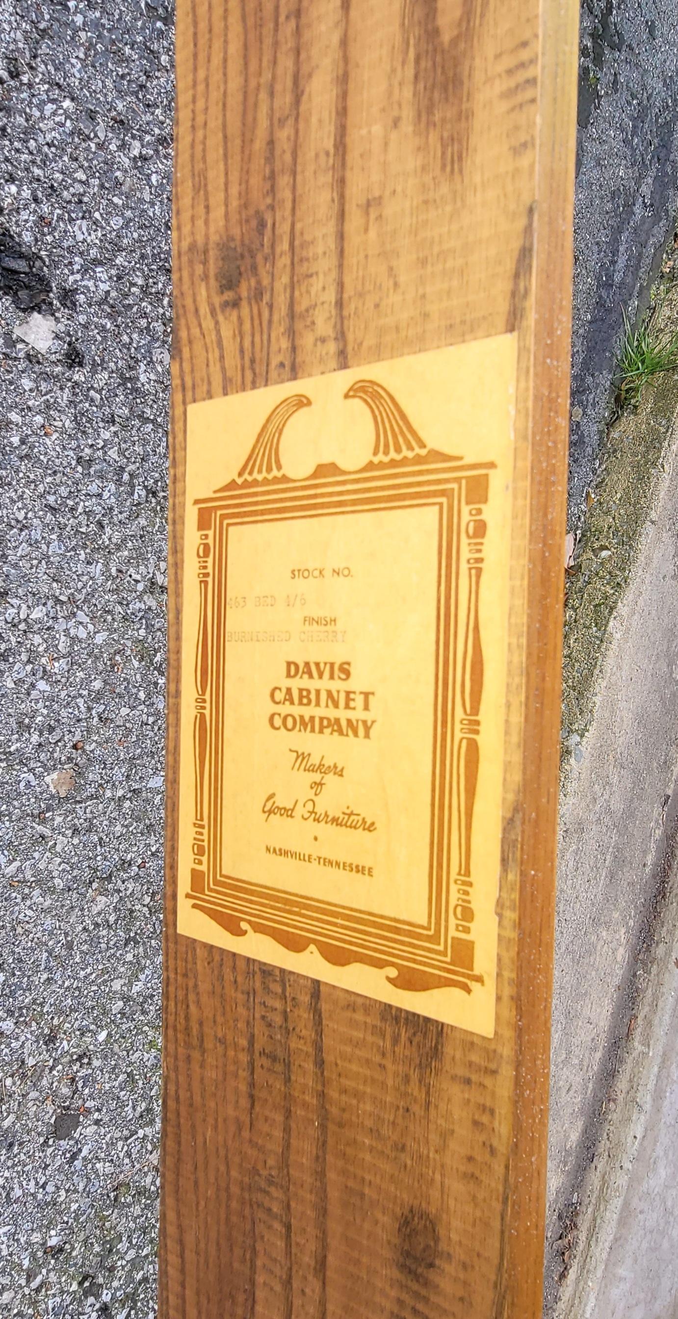 American Davis Cabinet Mid-Century Burnished Cherry Semi Poster Full Size Headboard For Sale