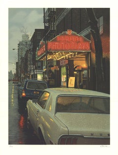 1983 Davis Cone 'Variety Fotoplays, Soho' Realismus Soho Lithographie