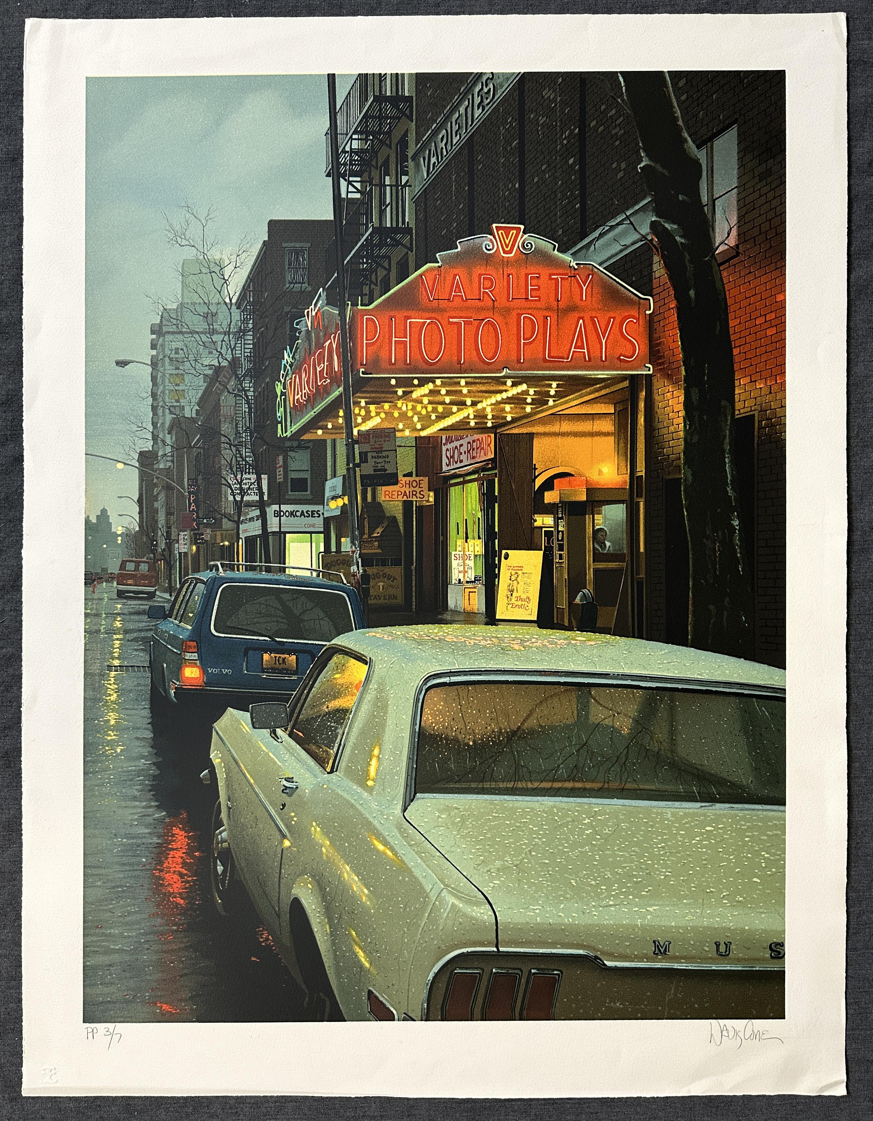 1983 Variety Photo Plays, signierte Lithographie in limitierter Auflage – Print von Davis Cone