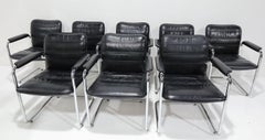 Davis Furniture Black Leather and Chrome Dining Chairs