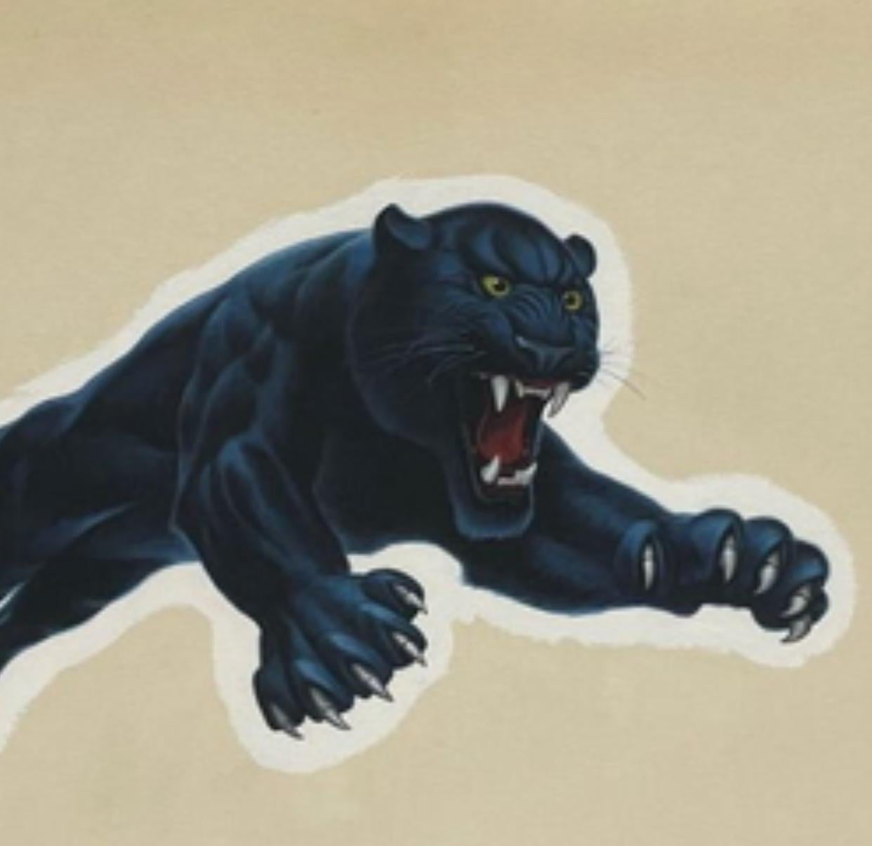 Davis Meltzer ( 1930-2017) Gouache auf Karton Pantherillustrationen für Slazenger (Mitte des 20. Jahrhunderts) im Angebot