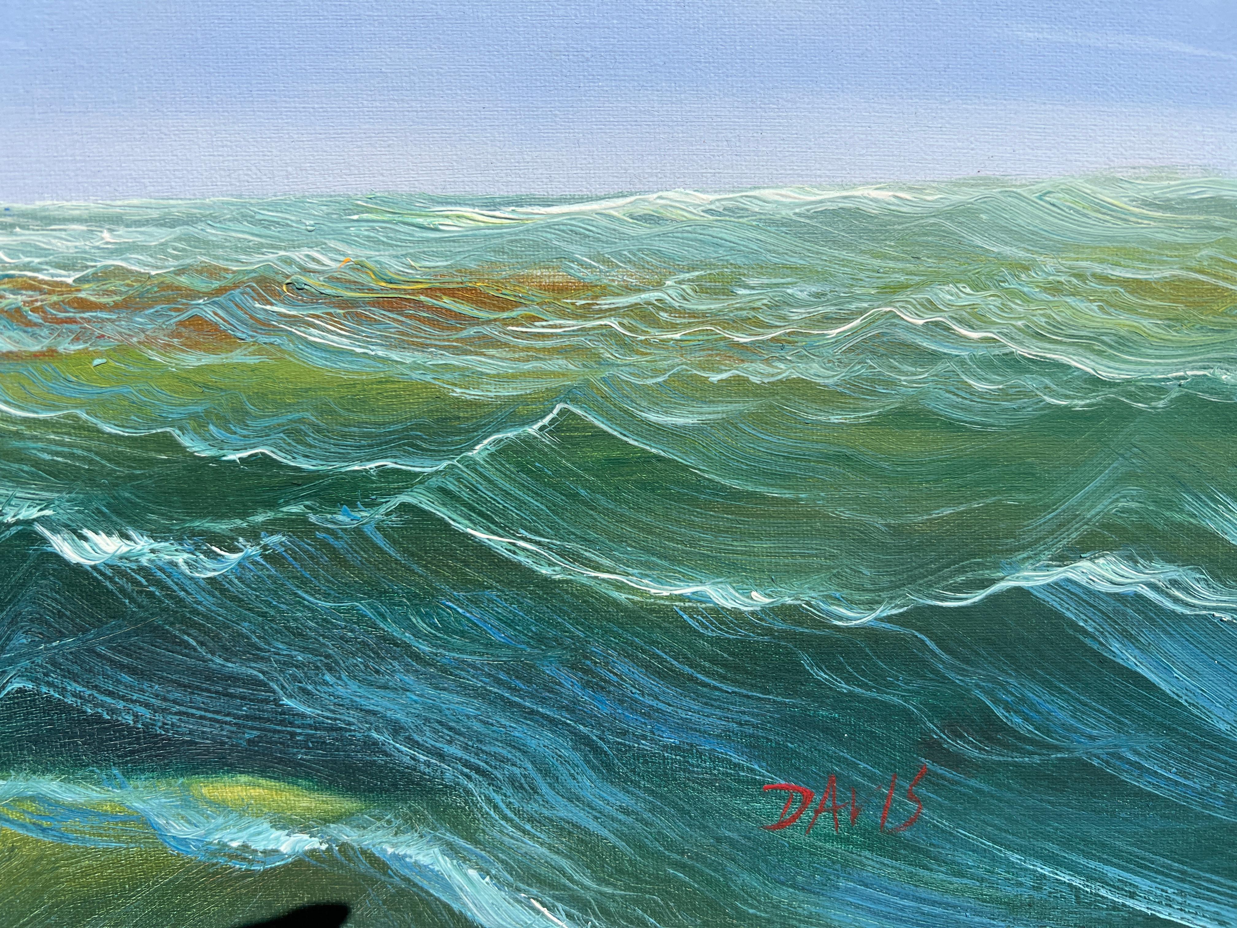 Großes Ölgemälde auf Leinwand, Meereslandschaft, Segelschiff im Meer, Davis Davis, gerahmt im Angebot 6