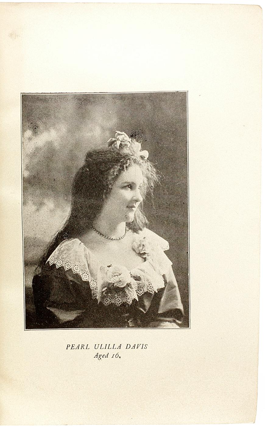 AUTHOR: DAVIS, Pearl Ulilla. 

TITLE: The Whispering Words.

PUBLISHER: Chicago: Scholl Pub. Co., 1901.

DESCRIPTION: FIRST EDITION. 1 vol., 6-11/16