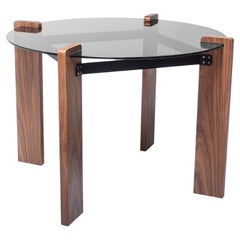 Davis Smoked Glass Dining Table Walnut Black