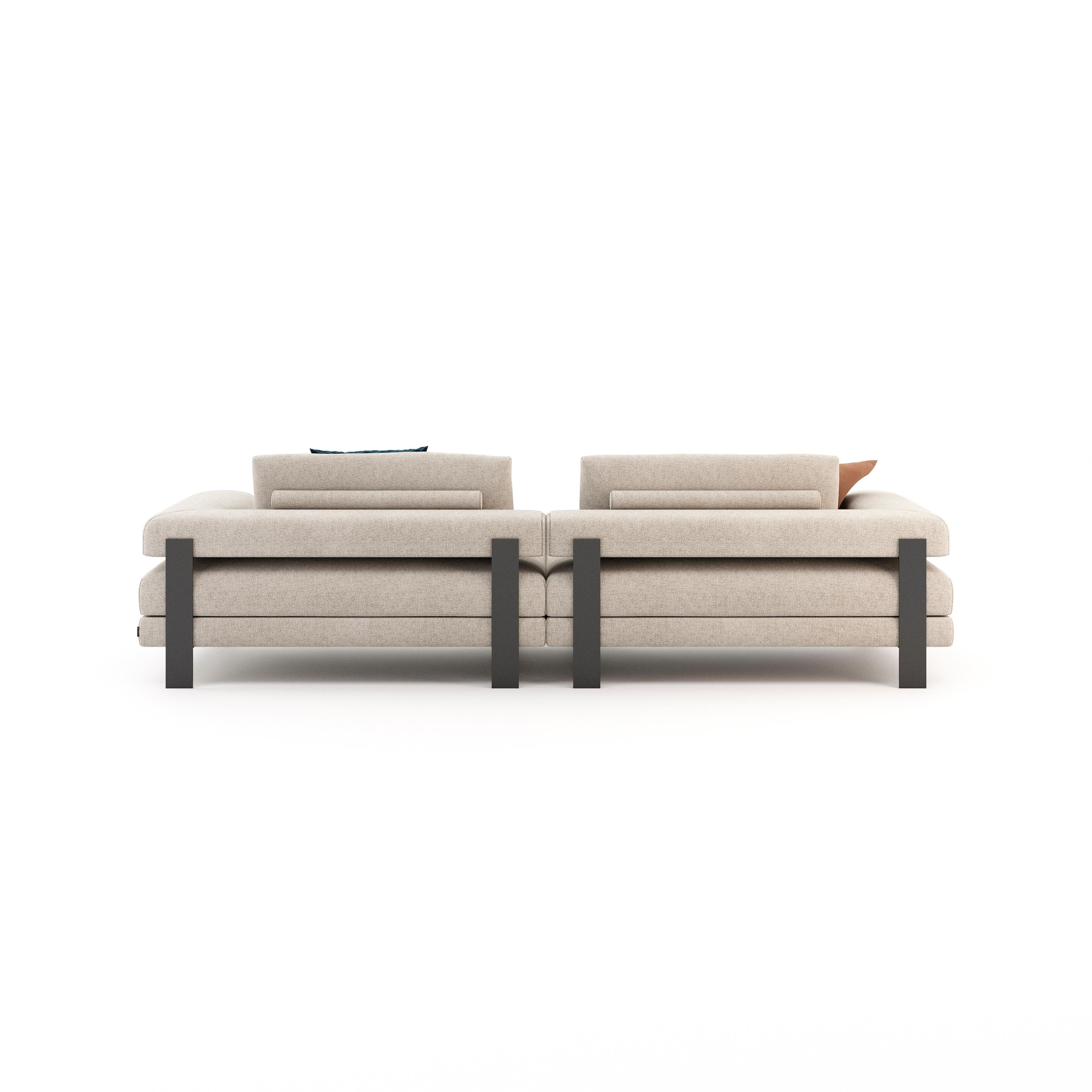 Portuguese Mid-century modern sofa with custom metallic frame by Laskasas For Sale