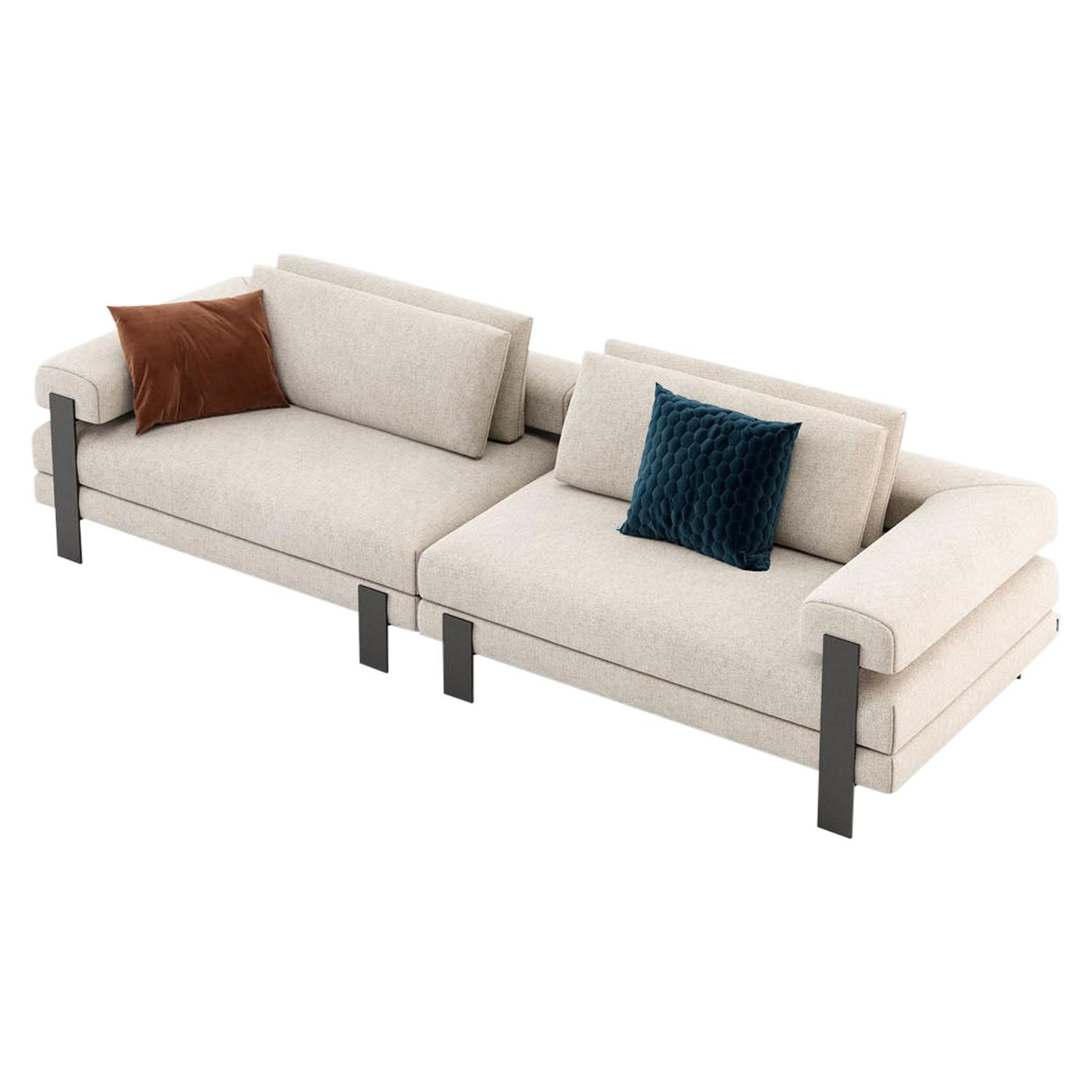 Mid-century modern sofa with custom metallic frame by Laskasas For Sale