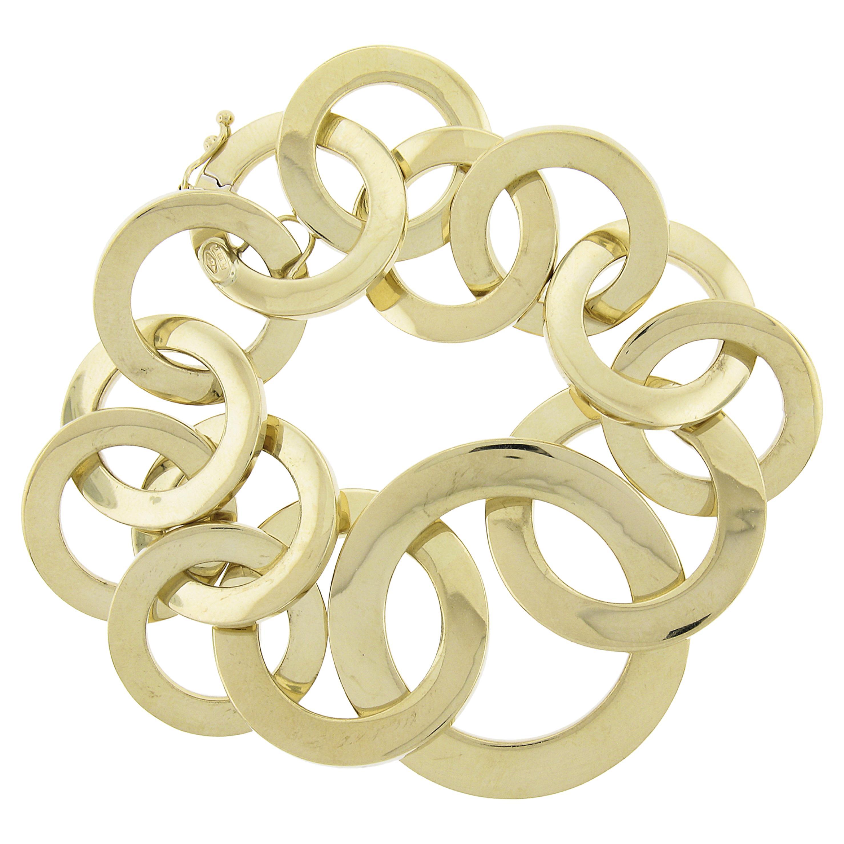 Davite & Delucchi 18k Yellow Gold Graduated Open Circle Statement Link Bracelet For Sale