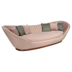Davos Sofa - walnut wood footer upholstered in premium suede fabric - Wonatti