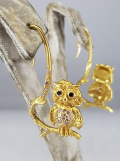 d'Avossa Owl earrings 18 karat Yellow Gold and diamonds