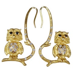 d'Avossa Owl earrings 18 karat Yellow Gold and diamonds