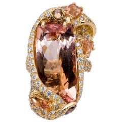 d'Avossa Ring from Masterpiece Rings Collection with a Central Cushion Morganite