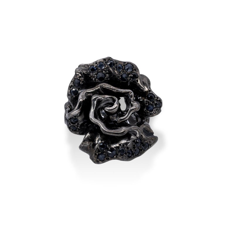 Black Sapphires Rose Ring from d’Avossa Rêves d'Argent Collection For ...