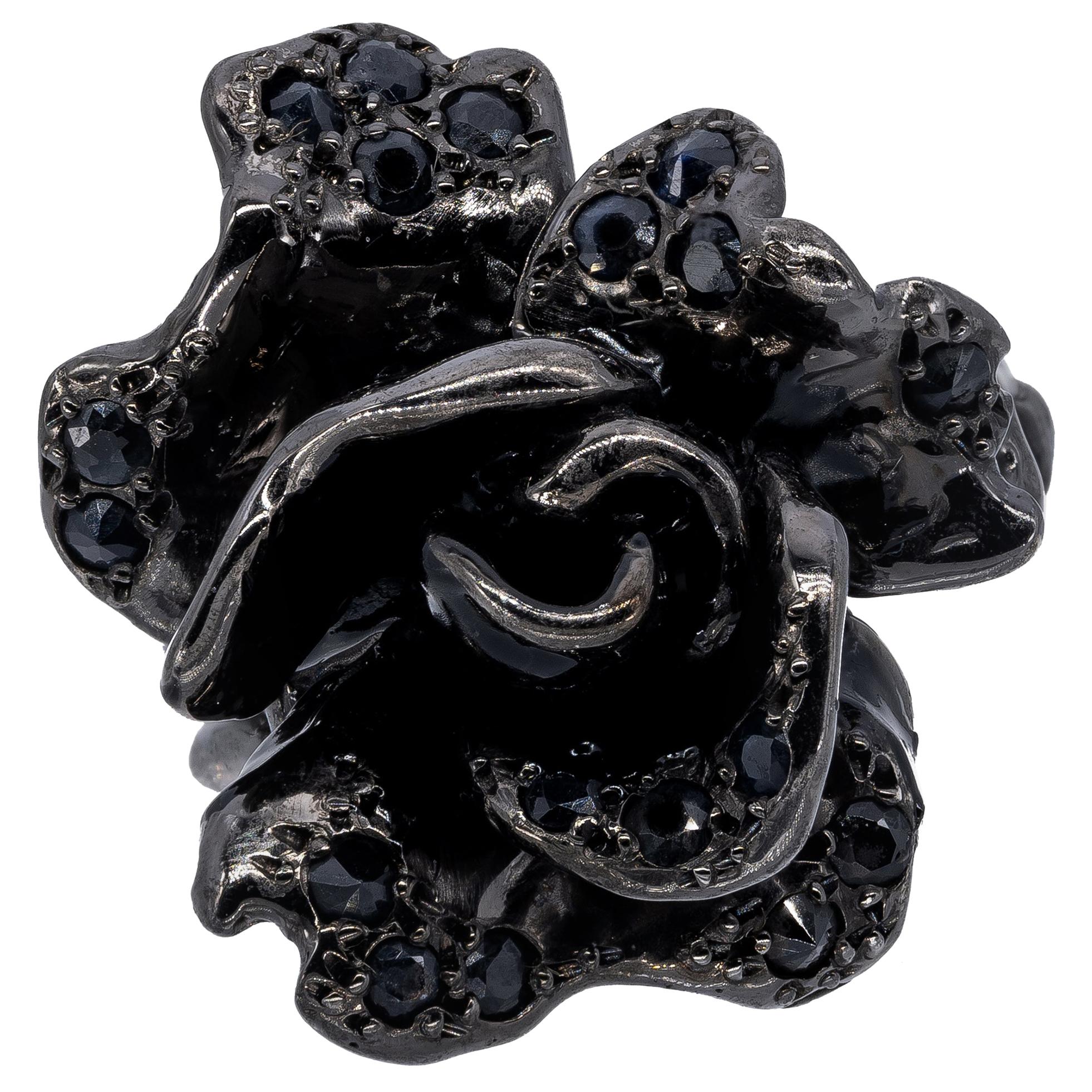 Black Sapphires Rose Ring from d’Avossa Rêves d'Argent Collection For Sale