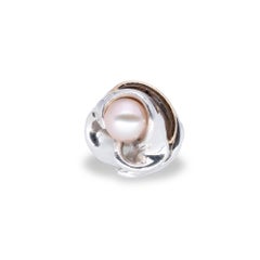 Freshwater Pearl Ring in Silver with Yellow Gold Detail from d’Avossa Collection